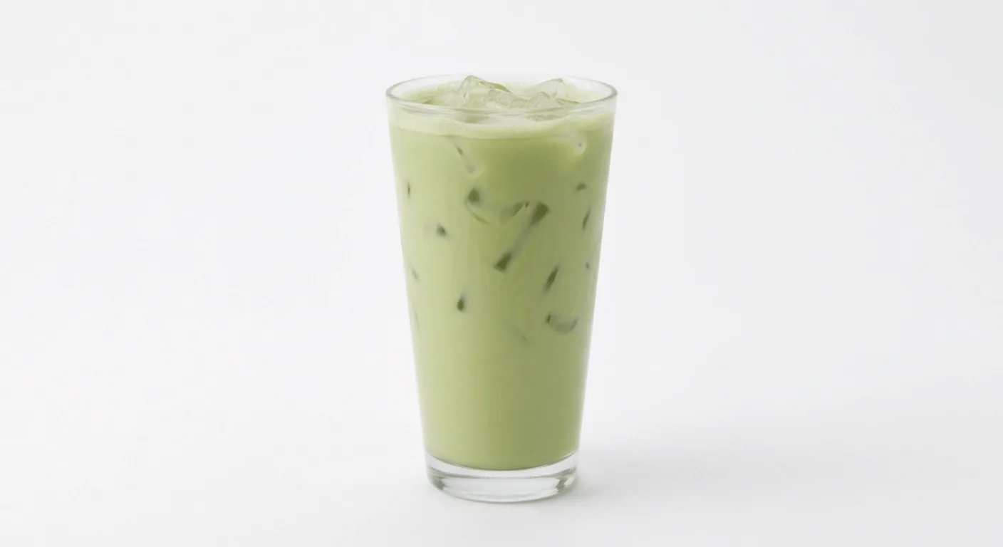 Starbucks Iced Matcha Green Tea Latte (Venti), iced matcha green tea latte over ice in a clear glass, nutrition and calories