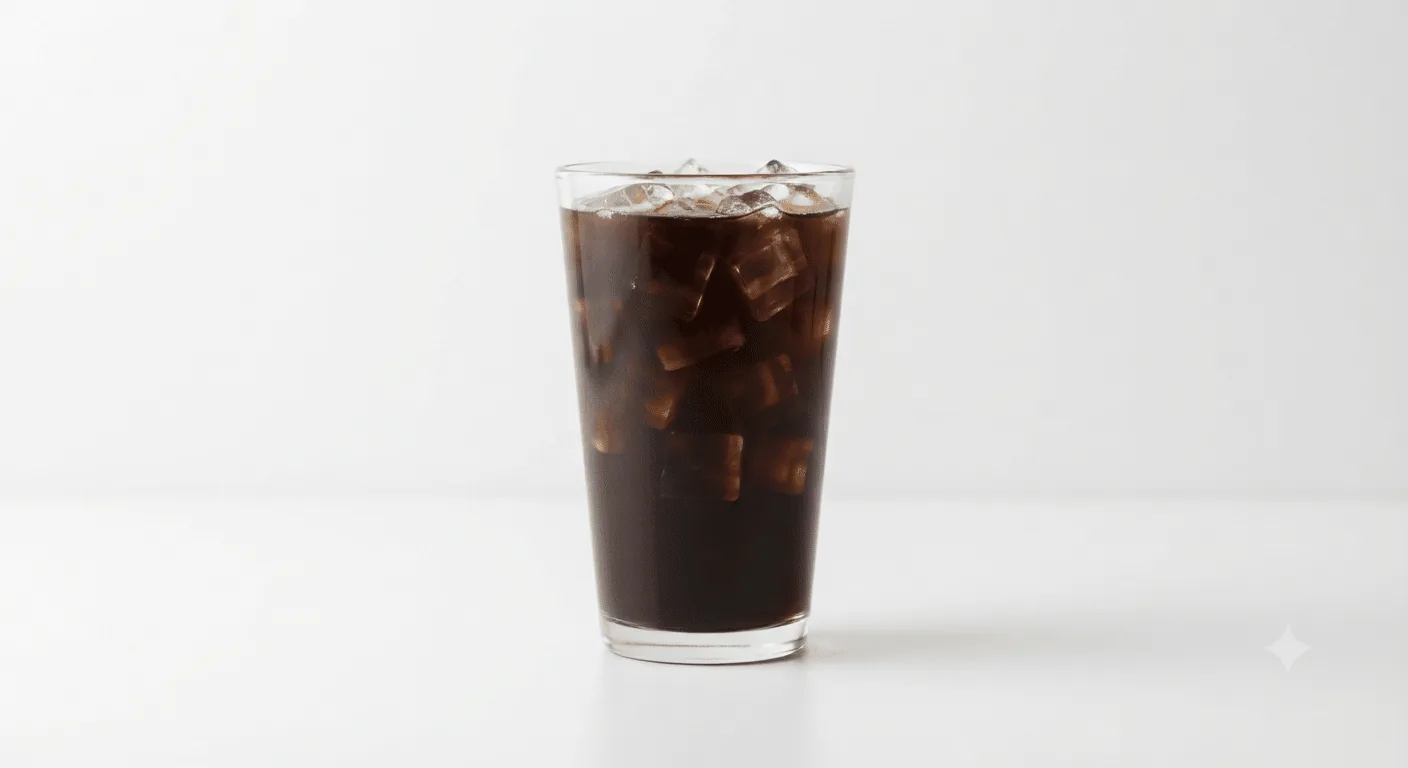 Starbucks Iced Americano (Grande), iced americano over ice in a clear glass, nutrition and calories