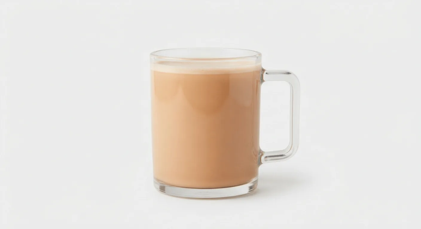 Starbucks Chai Tea (Tall), milky chai tea in a glass mug, nutrition and calories