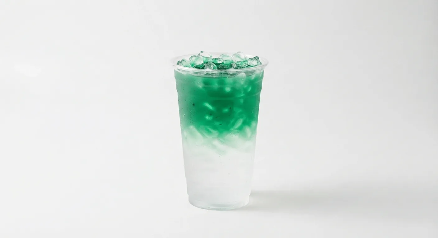 McDonald's Green Apple x Sprite Zero, green apple flavoured Sprite over ice in a clear cup, nutrition and calories