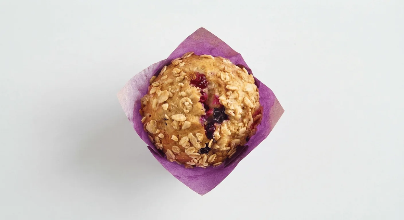 McDonald's Mixed Berry Muffin, mixed berry muffin in a purple paper case, nutrition and calories