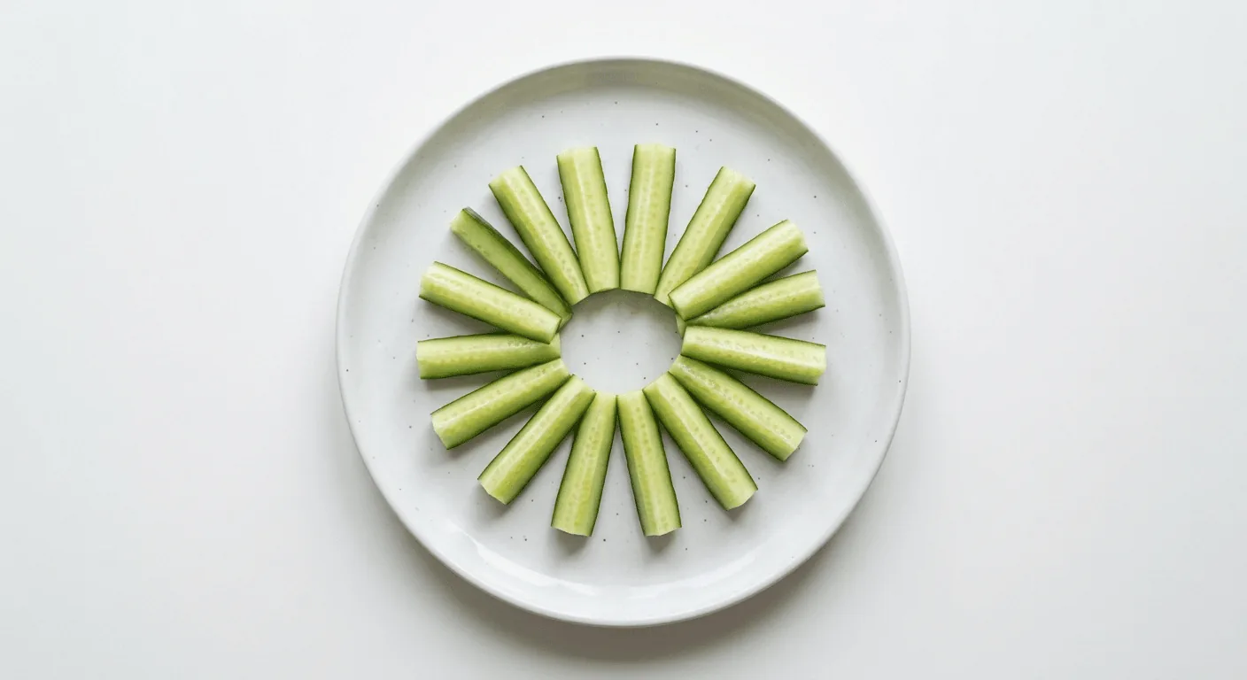 McDonald's Cucumber Sticks, cucumber sticks arranged on a white plate, nutrition and calories