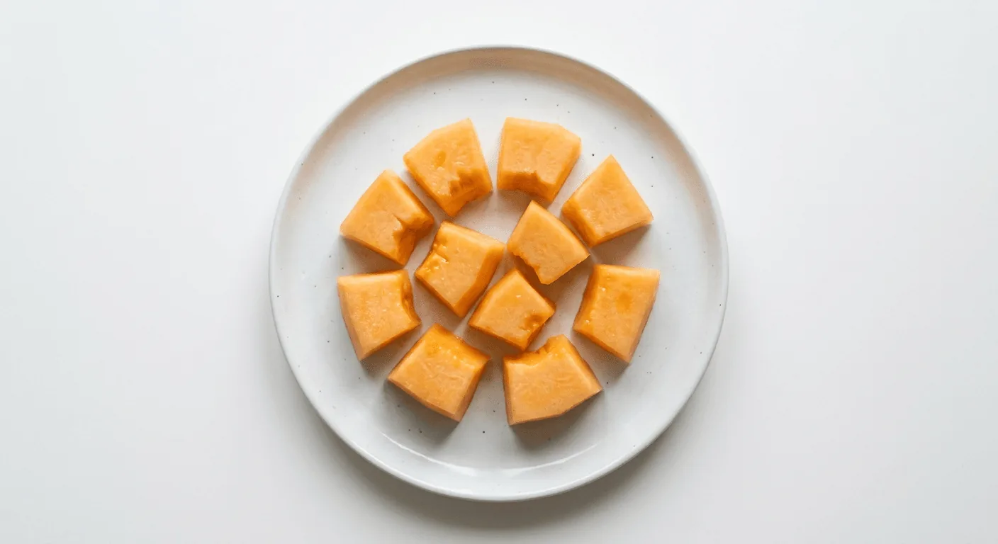 McDonald's Melon Chunks, melon chunks on a white plate, nutrition and calories