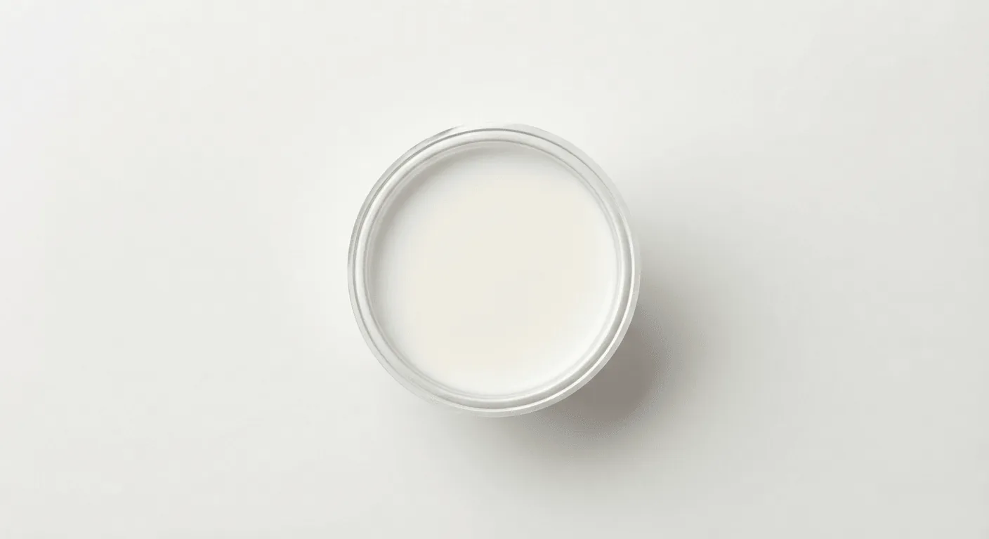 McDonald's Milk Portion, portion of milk in a small clear pot, seen from above, nutrition and calories