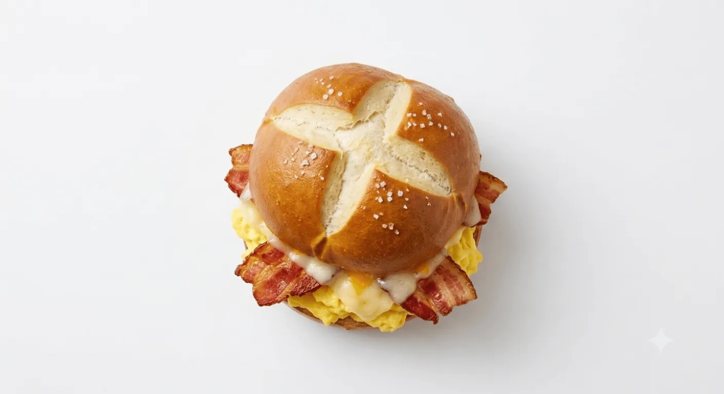 Starbucks Signature Breakfast Sandwich, breakfast sandwich with bacon, egg and cheese in a pretzel-style bun, nutrition and calories