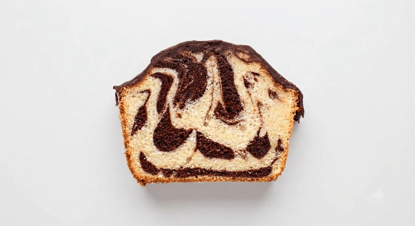 Starbucks Chocolate Swirl Loaf Cake, slice of marbled chocolate swirl loaf cake, nutrition and calories