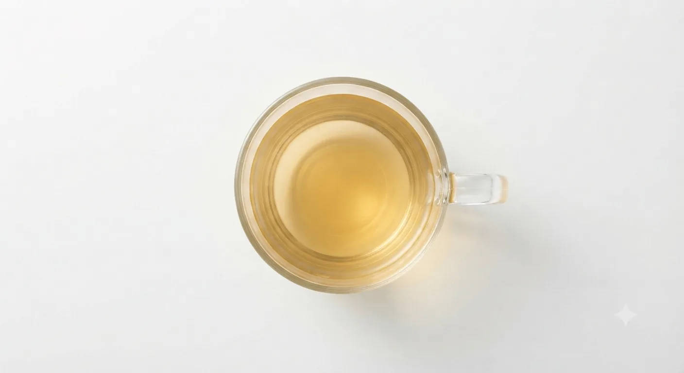 Starbucks Chamomile Tea, chamomile tea in a glass cup, seen from above, nutrition and calories