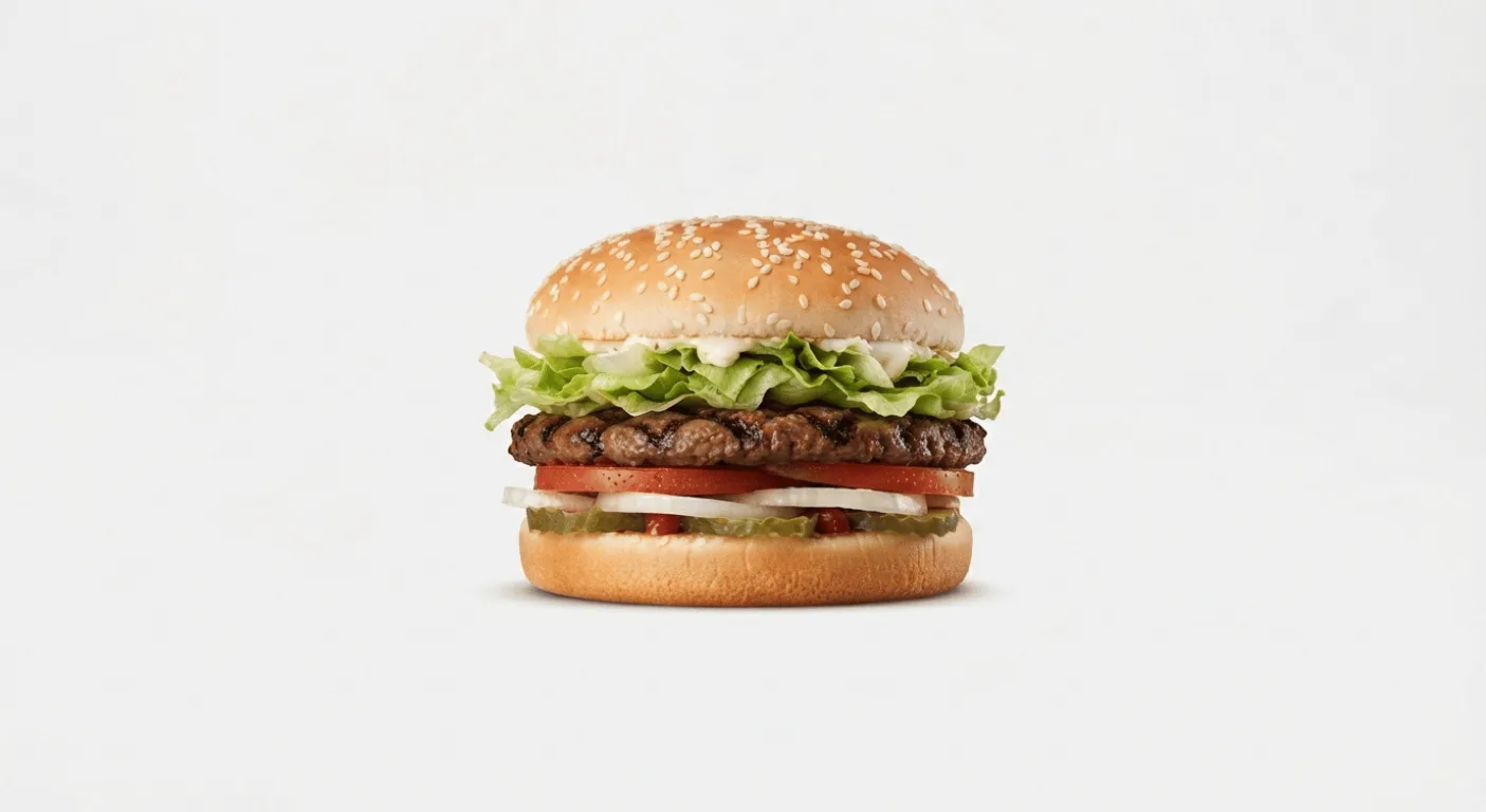 Burger King WHOPPER, flame-grilled beef burger with tomato, lettuce, onion and pickles in a sesame bun, nutrition and calories