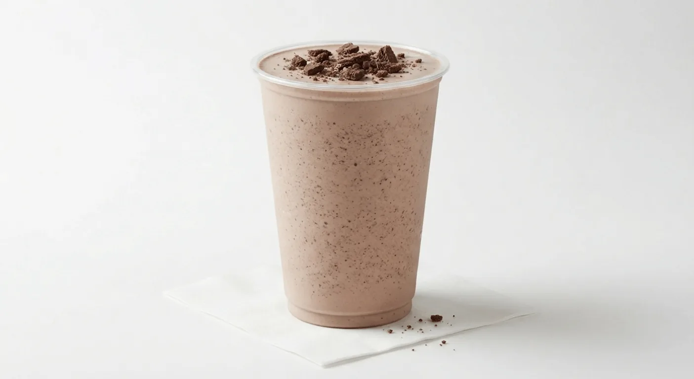 KFC Oreo Krushems Shake, Oreo shake with cookie pieces in a clear cup, nutrition and calories
