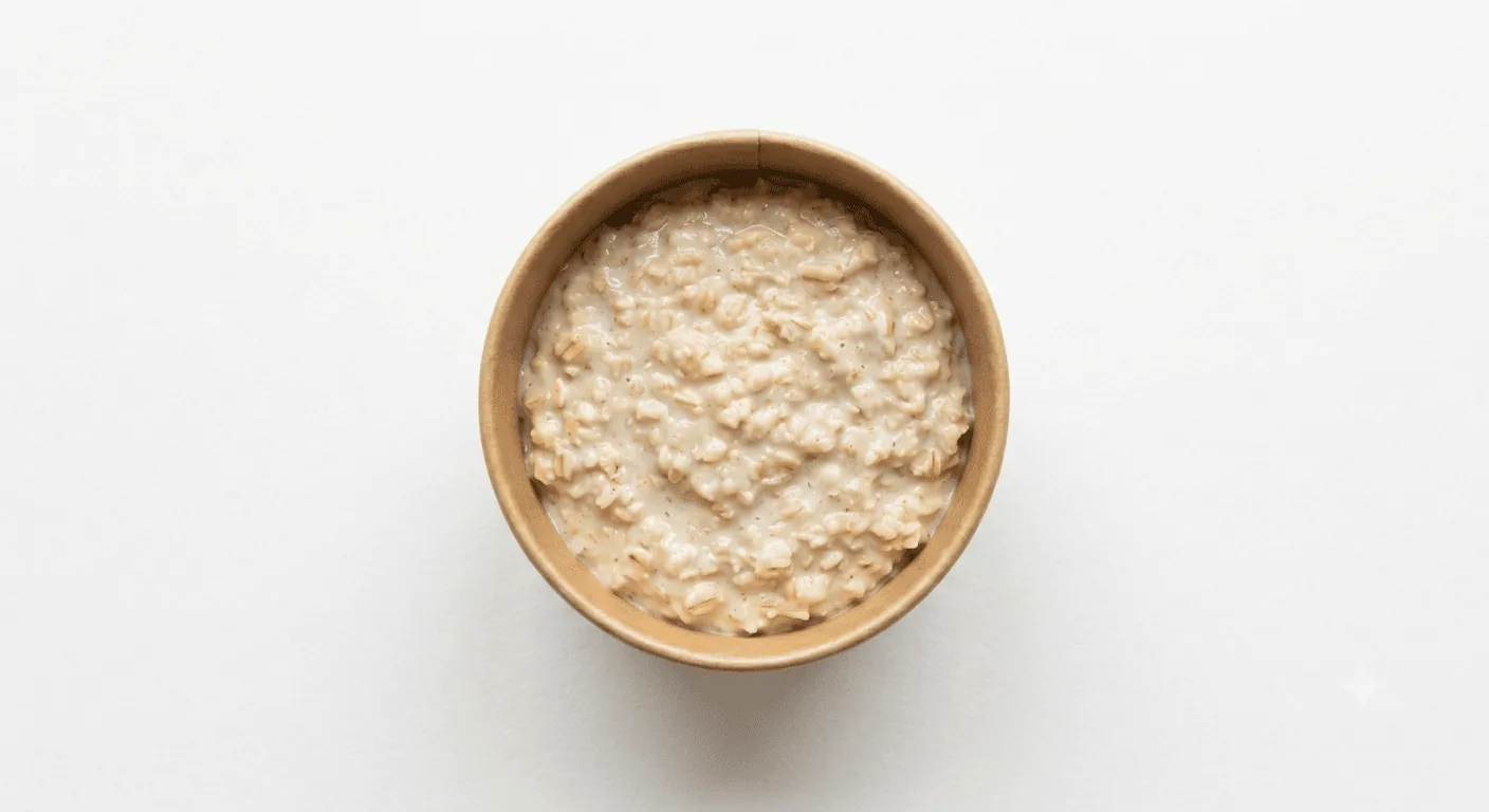 McDonald's Porridge (Plain), bowl of plain porridge, seen from above, nutrition and calories