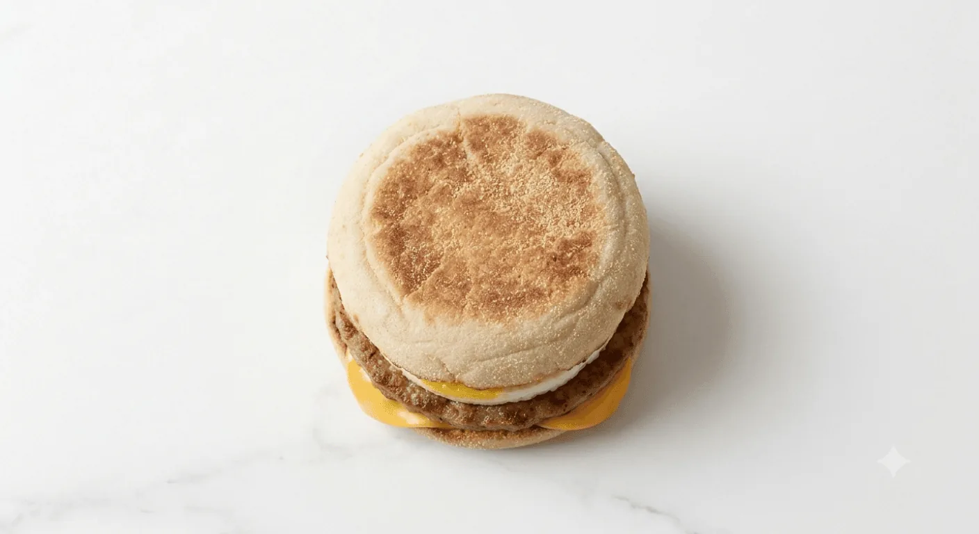 McDonald's Double Sausage and Egg McMuffin, toasted English muffin with double bacon, egg and cheese, nutrition and calories