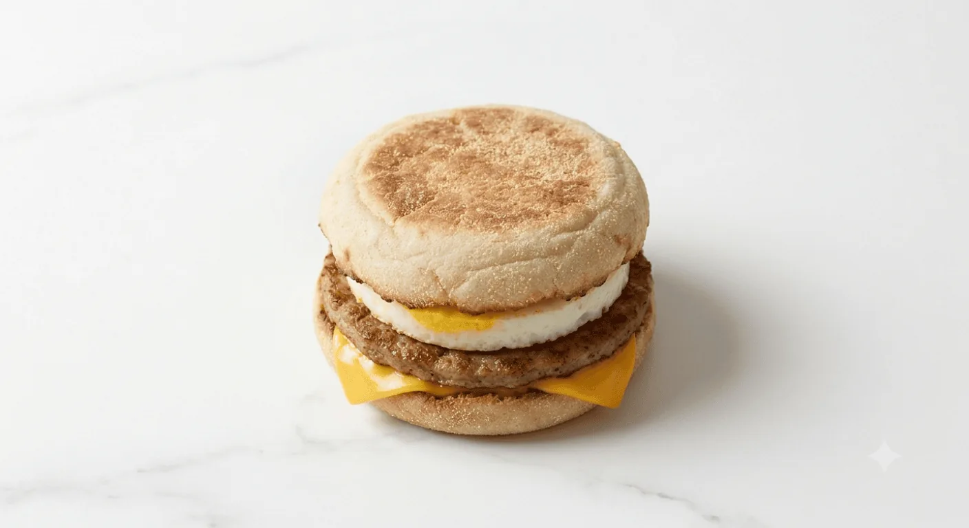 McDonald's Sausage and Egg McMuffin, toasted English muffin with a sausage patty, egg and cheese, nutrition and calories