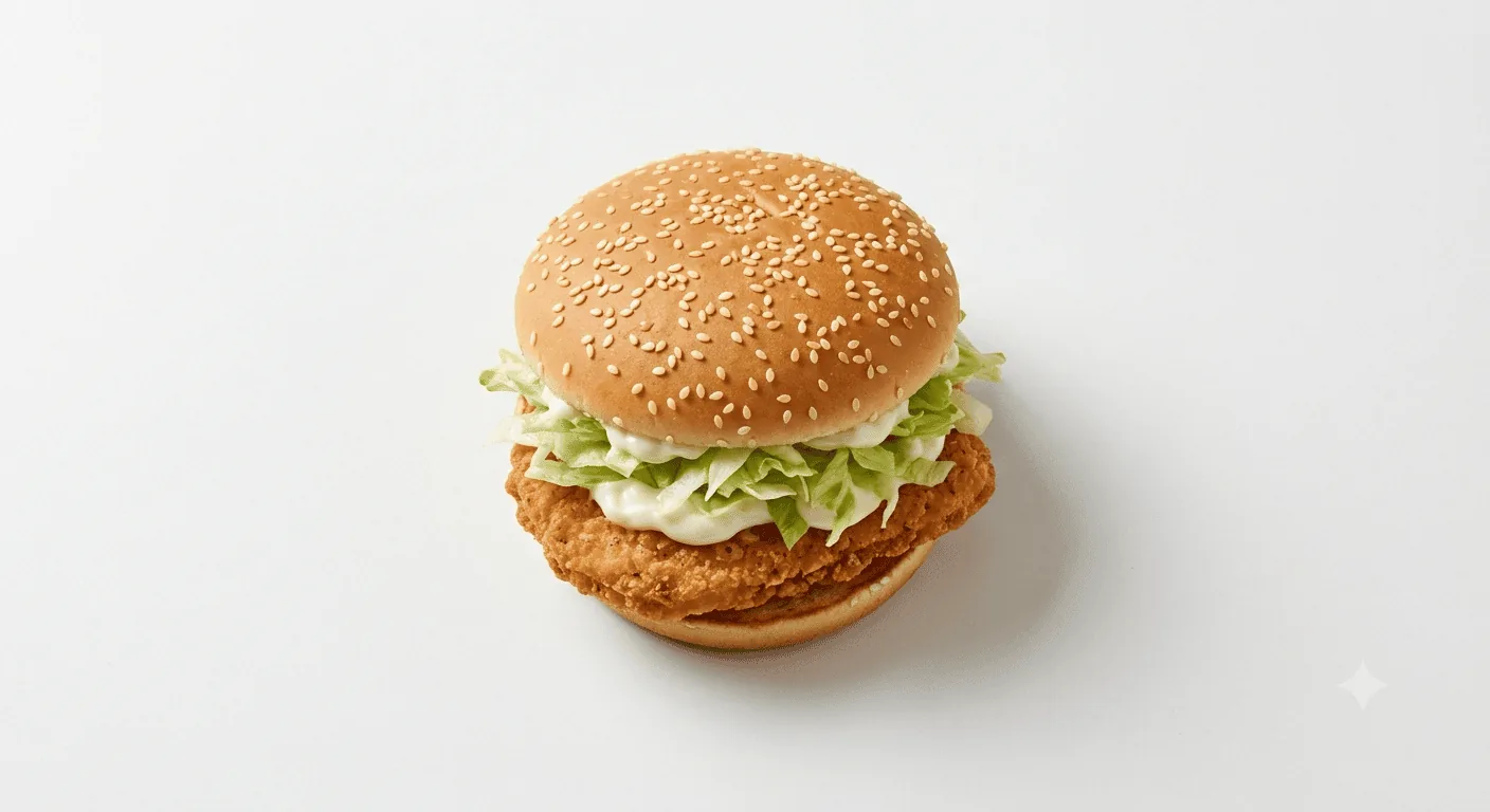 McDonald's Mayo Chicken, crispy chicken patty with shredded lettuce and mayo in a sesame bun, nutrition and calories