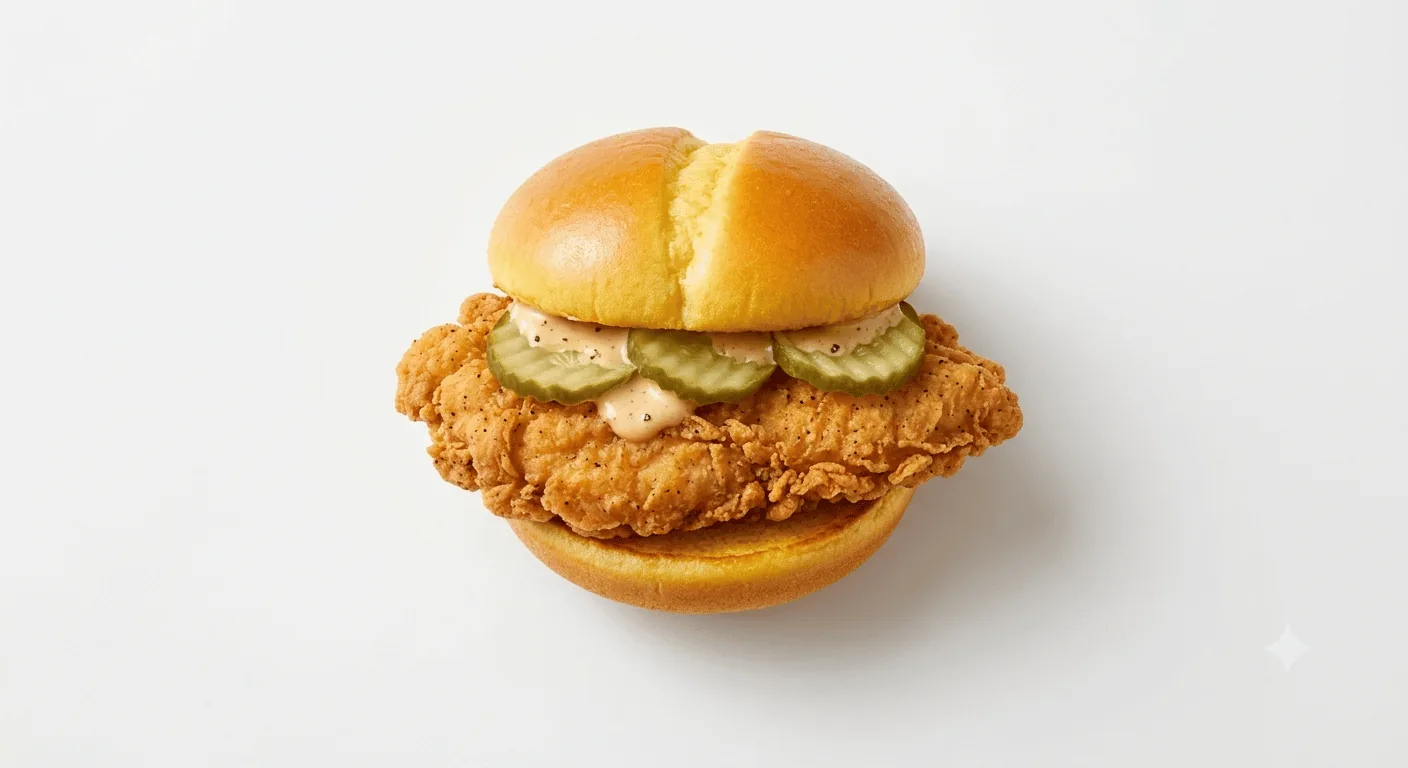 McDonald's McCrispy, crispy chicken fillet with pickles and sauce in a toasted bun, nutrition and calories