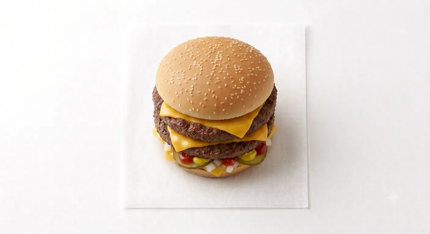 McDonald's Double Quarter Pounder with Cheese, double beef burger with cheese, onion and pickles in a sesame bun, nutrition and calories