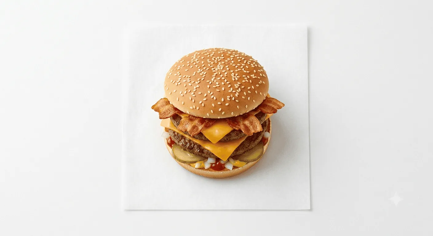 McDonald's Bacon Double Cheeseburger, double beef burger with bacon and cheese in a sesame bun, nutrition and calories