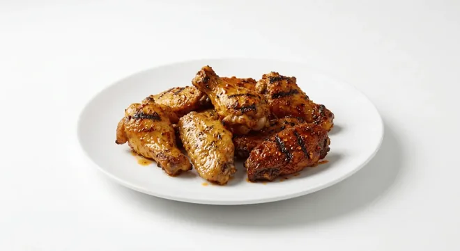 Nando's Wing Roulette, flame-grilled chicken wings basted in mixed PERi-PERi spices on a white plate, nutrition and calories