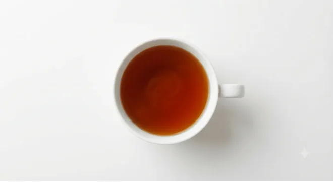 Starbucks Earl Grey Tea (Grande), Earl Grey tea in a white cup, seen from above, nutrition and calories