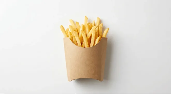 McDonald's Fries (Large), large portion of fries in a paper carton, nutrition and calories