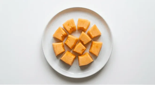 McDonald's Melon Chunks, melon chunks on a white plate, nutrition and calories