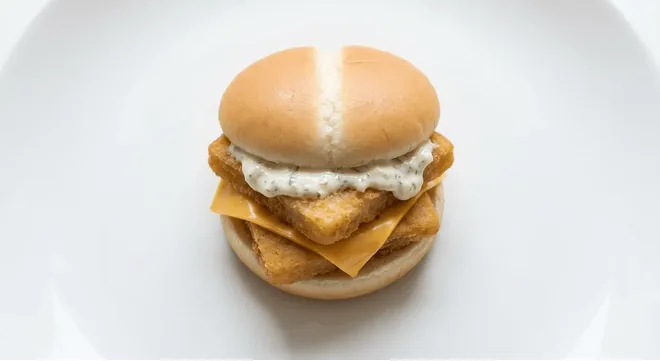 McDonald's Double Filet-O-Fish, two breaded fish fillets with cheese and tartare sauce in a steamed bun, nutrition and calories