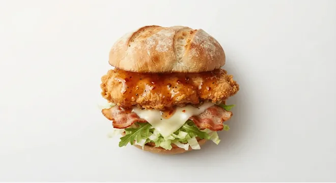McDonald's Hot Honey McCrispy, crispy chicken fillet glazed with hot honey, with bacon and lettuce in a toasted bun, nutrition and calories
