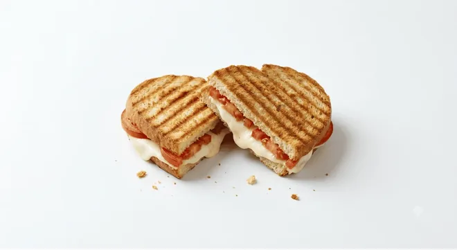 Starbucks Signature Tomato and Mozzarella Panini, toasted panini cut in half filled with tomato and melted mozzarella, nutrition and calories