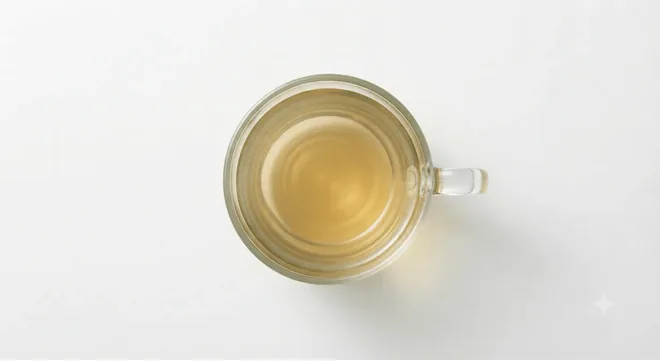 Starbucks Mint Majesty Tea, pale mint tea in a glass cup, seen from above, nutrition and calories