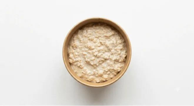 McDonald's Porridge (Plain), bowl of plain porridge, seen from above, nutrition and calories