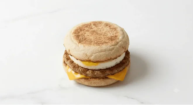 McDonald's Sausage and Egg McMuffin, toasted English muffin with a sausage patty, egg and cheese, nutrition and calories