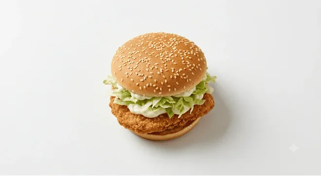 McDonald's Mayo Chicken, crispy chicken patty with shredded lettuce and mayo in a sesame bun, nutrition and calories