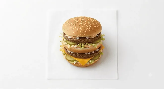 McDonald's Big Mac, double beef burger with lettuce, cheese and special sauce in a three-piece sesame bun, nutrition and calories