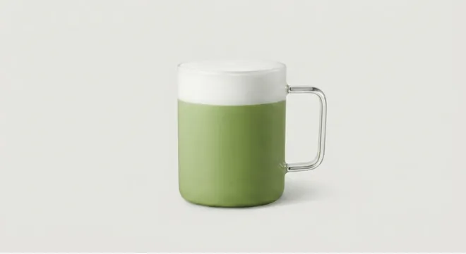 Starbucks Vanilla Protein Matcha Latte (Grande), green vanilla matcha latte with milk foam in a glass mug, nutrition and calories