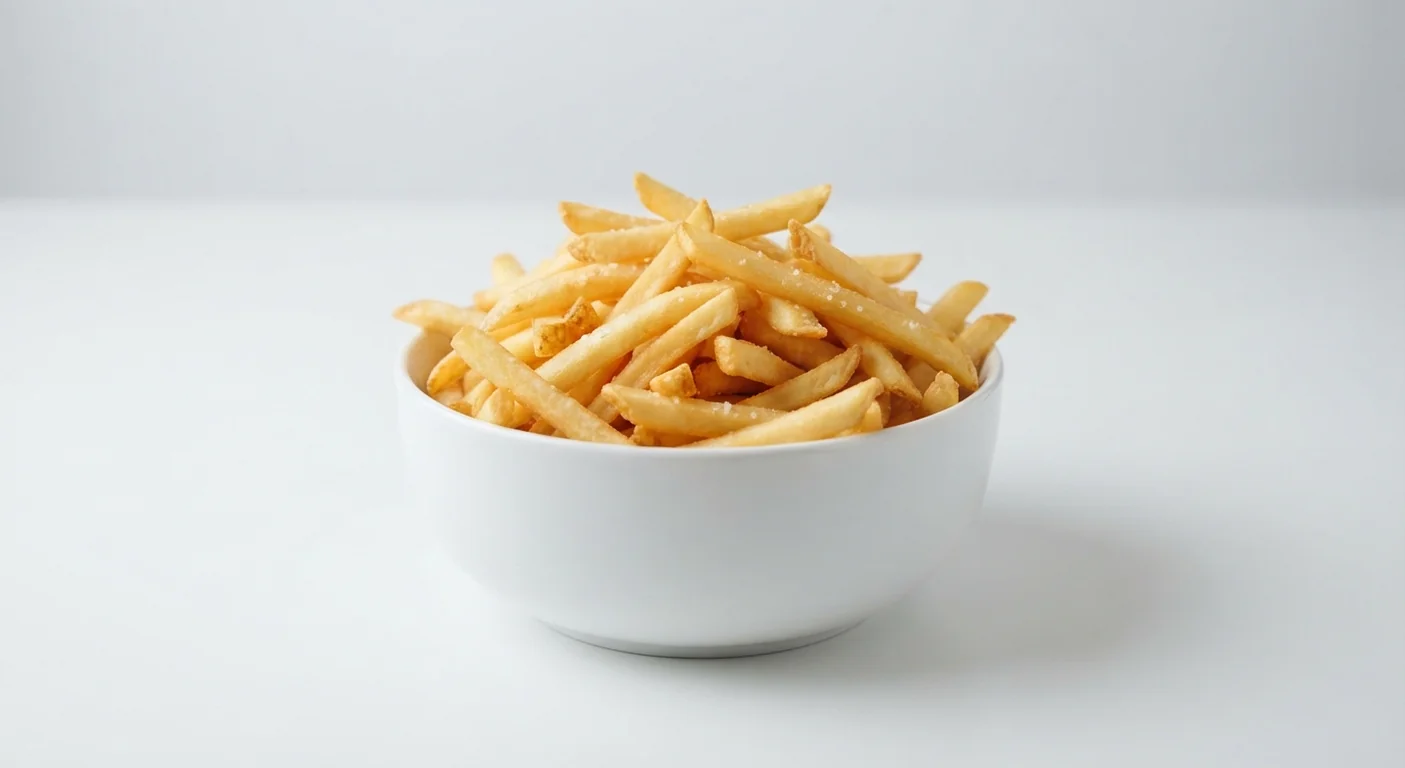Nando's Chips, straight-cut golden chips in a white bowl, nutrition and calories