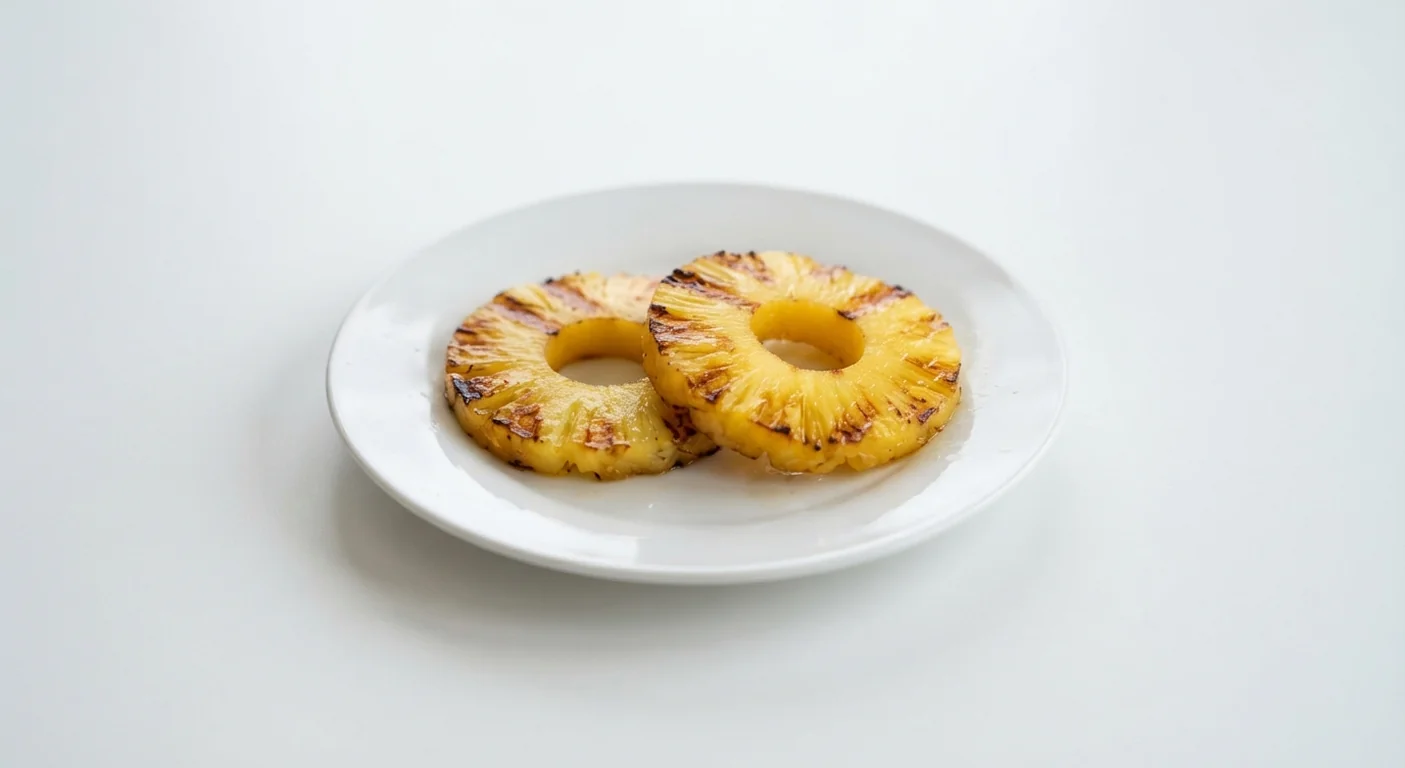 Nando's Grilled Pineapple, two chargrilled pineapple rings on a white plate, nutrition and calories