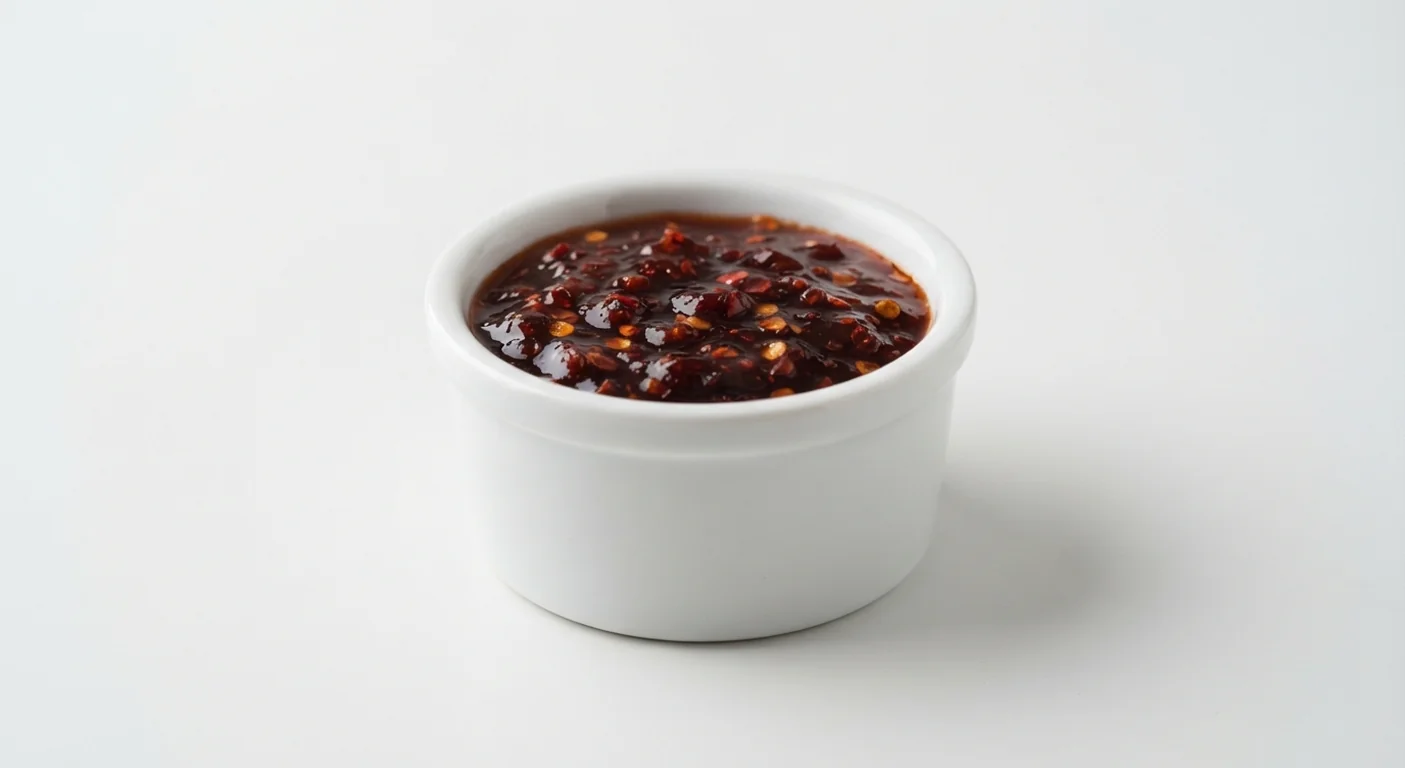 Nando's Chilli Jam, sticky red chilli jam in a white dip pot, nutrition and calories