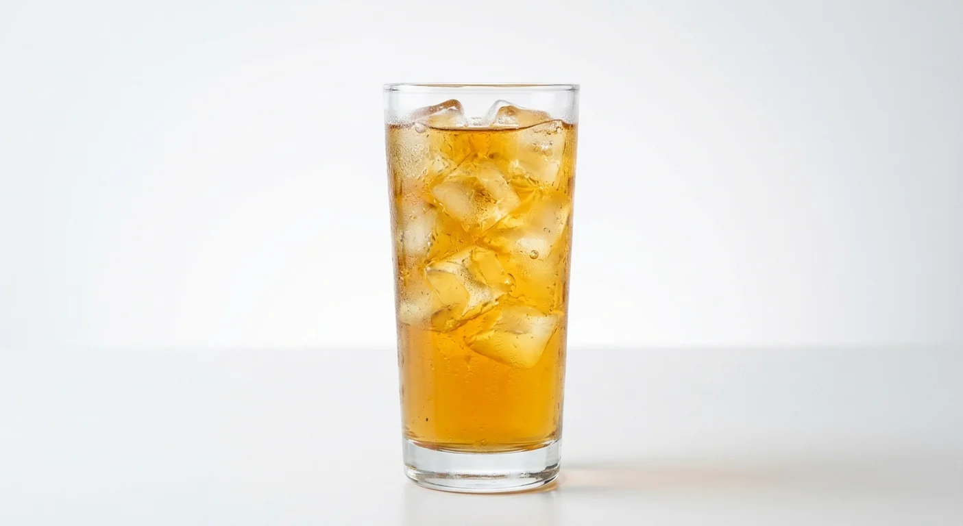 Dave's Hot Chicken Lipton Lemon Iced Tea, lemon iced tea over ice in a tall clear glass, nutrition and calories