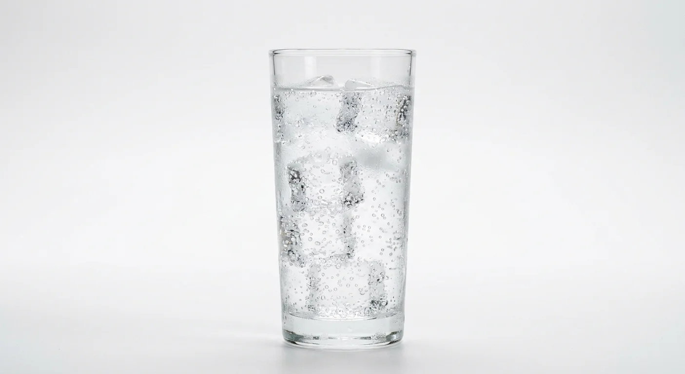 Dave's Hot Chicken Sparkling Water 330ml Can, sparkling water over ice in a tall clear glass, nutrition and calories