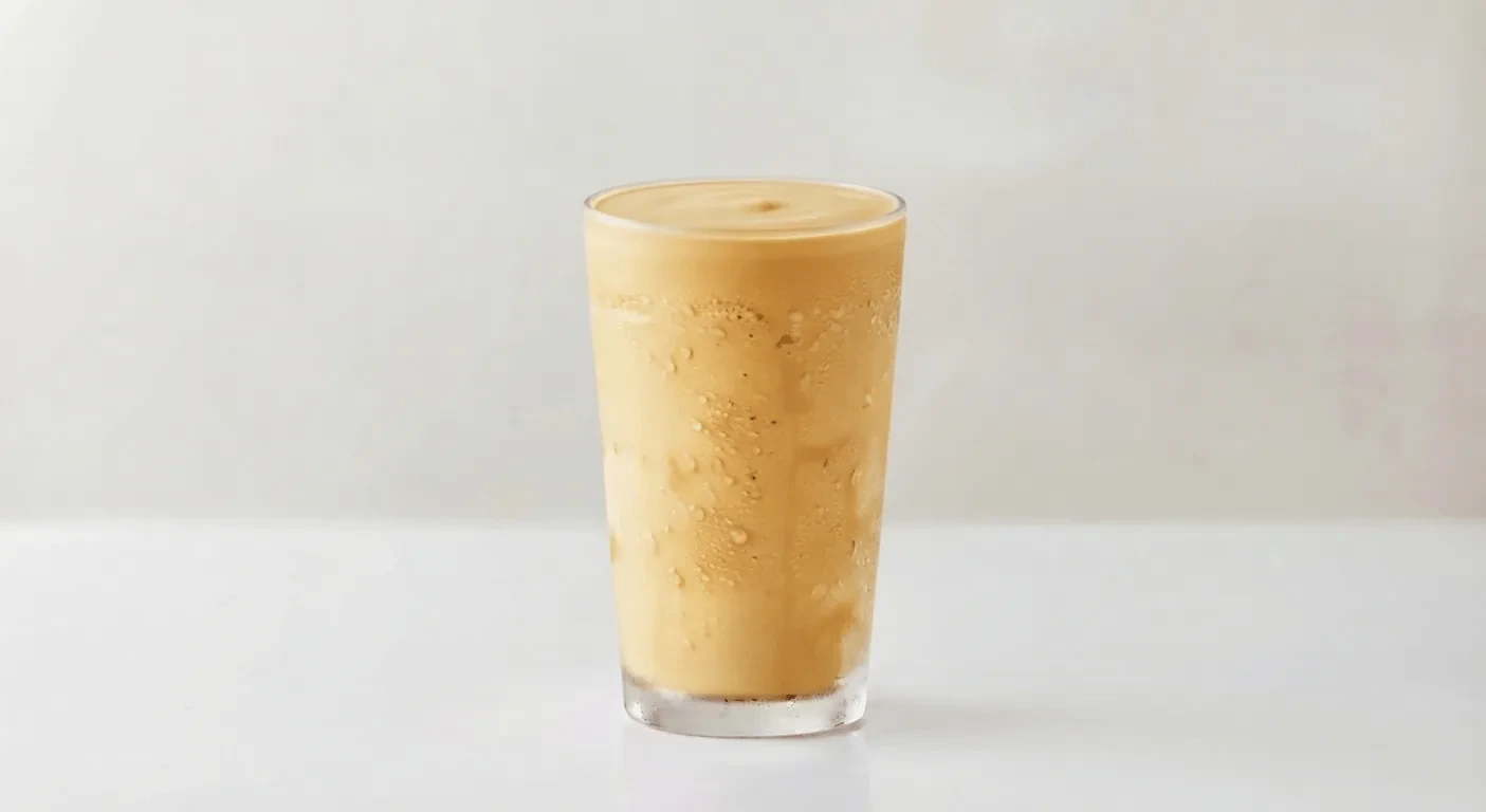 Slim Chickens Caramel Shake, caramel milkshake in a tall clear glass, nutrition and calories