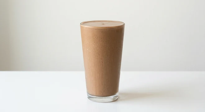 Slim Chickens Mocha Shake, coffee and chocolate milkshake in a tall clear glass, nutrition and calories