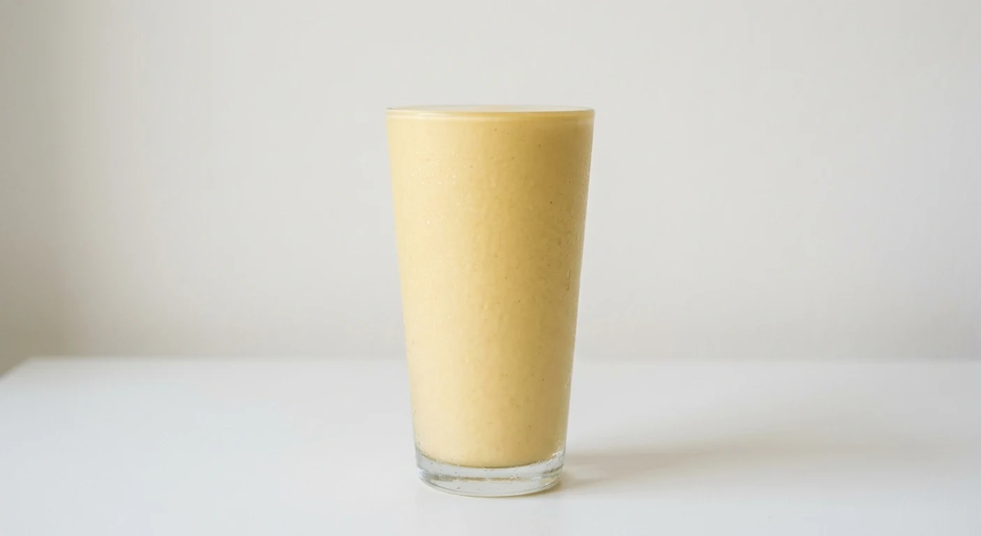Slim Chickens Biscoff & Banana Shake, banana and Biscoff milkshake in a tall clear glass, nutrition and calories
