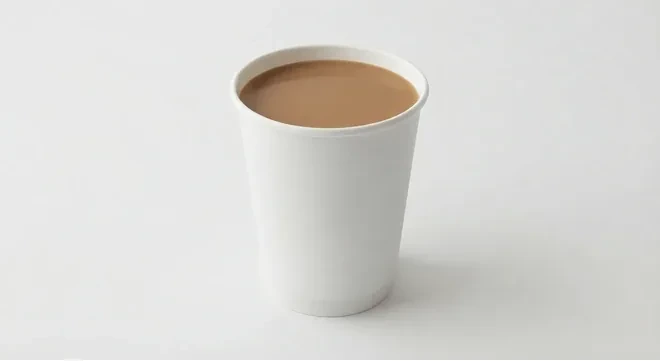 Slim Chickens White Americano, americano with milk in a white paper cup, nutrition and calories