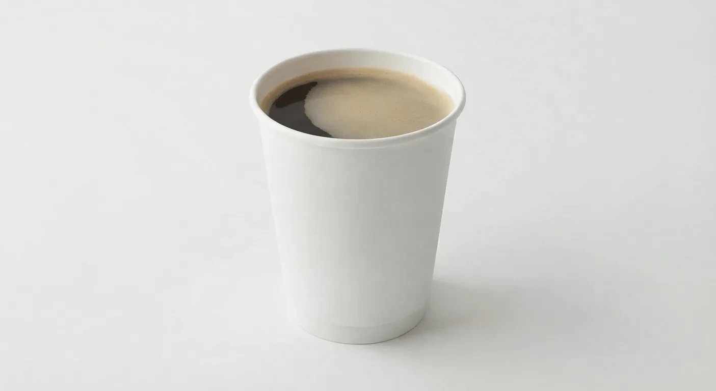 Slim Chickens Black Americano, black americano coffee in a white paper cup, nutrition and calories