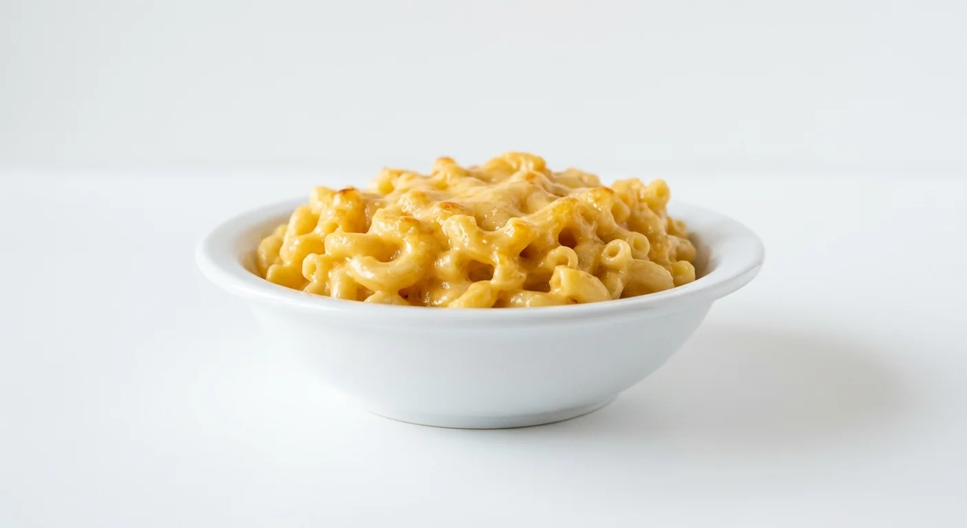 Popeyes Mac & Cheese, creamy macaroni in golden cheese sauce in a white bowl, nutrition and calories