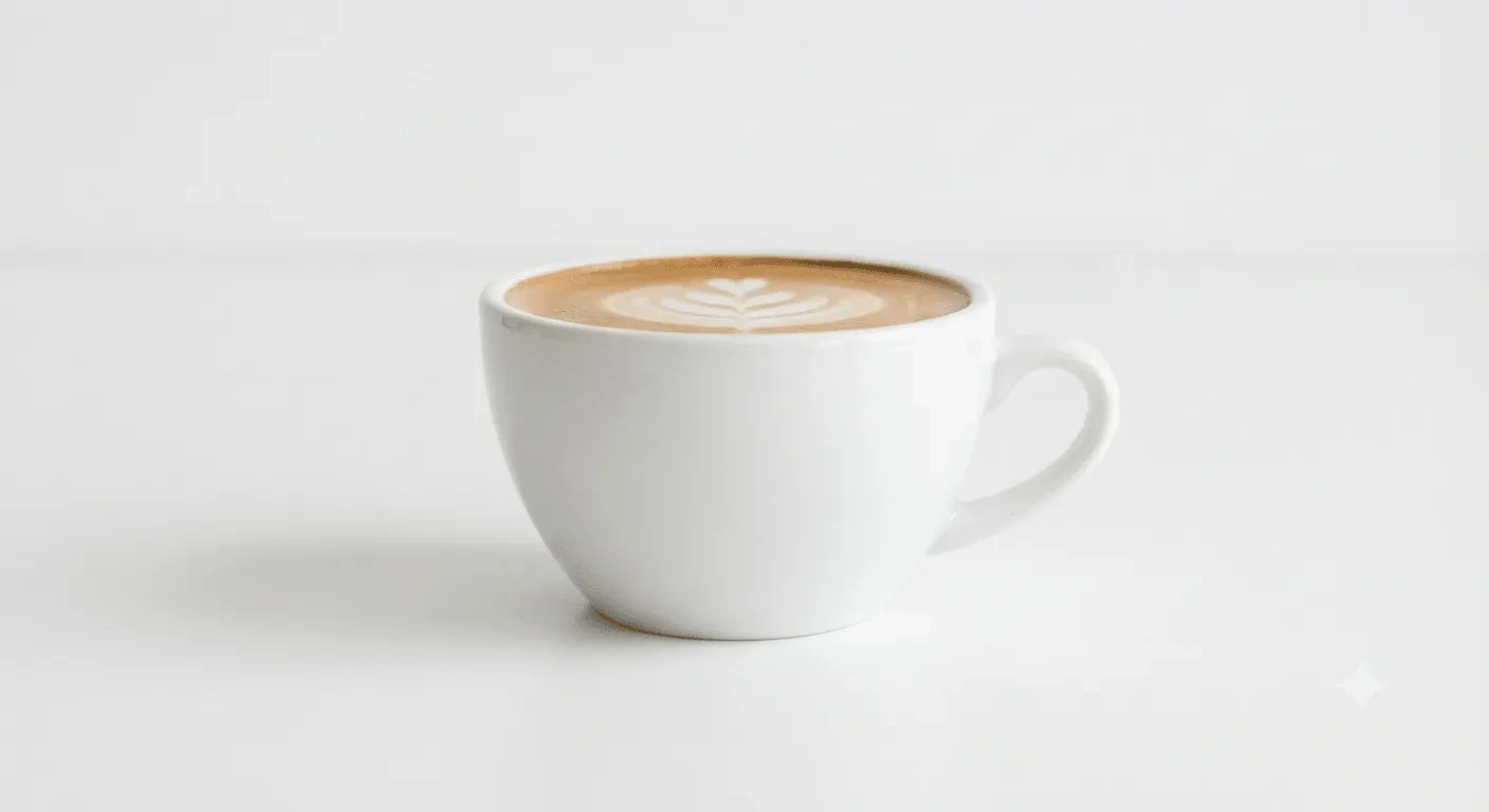 Costa Flat White, flat white with latte art in a white cup, nutrition and calories