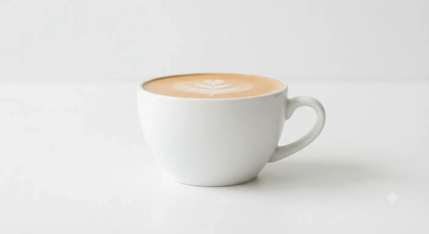 Costa Latte (Medium), latte with latte art in a white cup, nutrition and calories