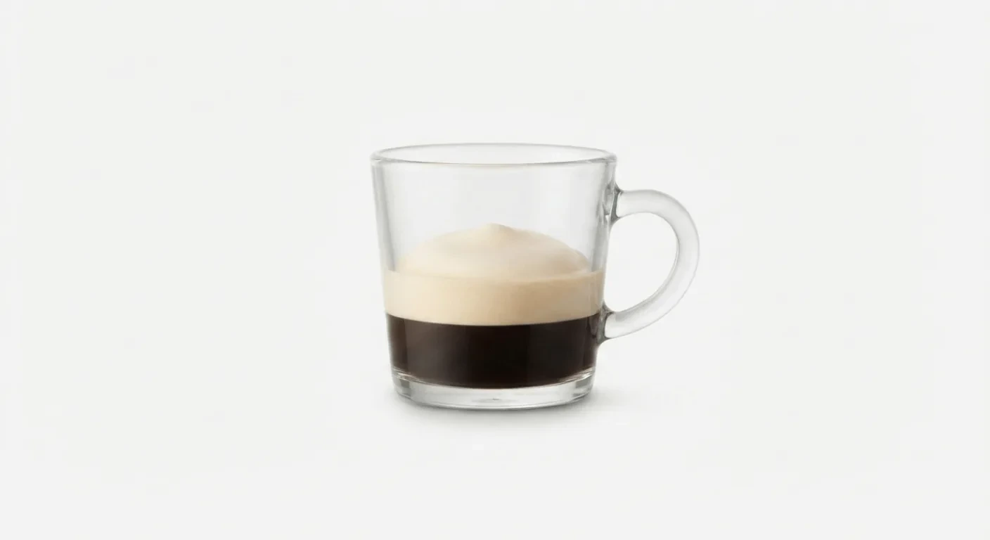 Costa Espresso Macchiato (Single), espresso marked with milk foam in a small glass cup, nutrition and calories