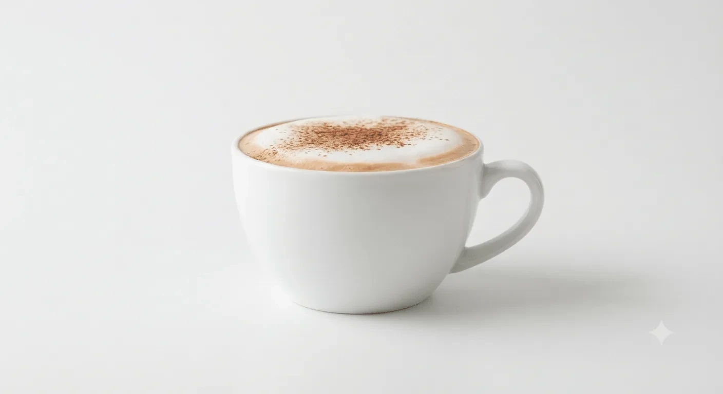 Caffè Nero Cappuccino (Grande, Oat Milk), cappuccino dusted with chocolate in a white cup, nutrition and calories