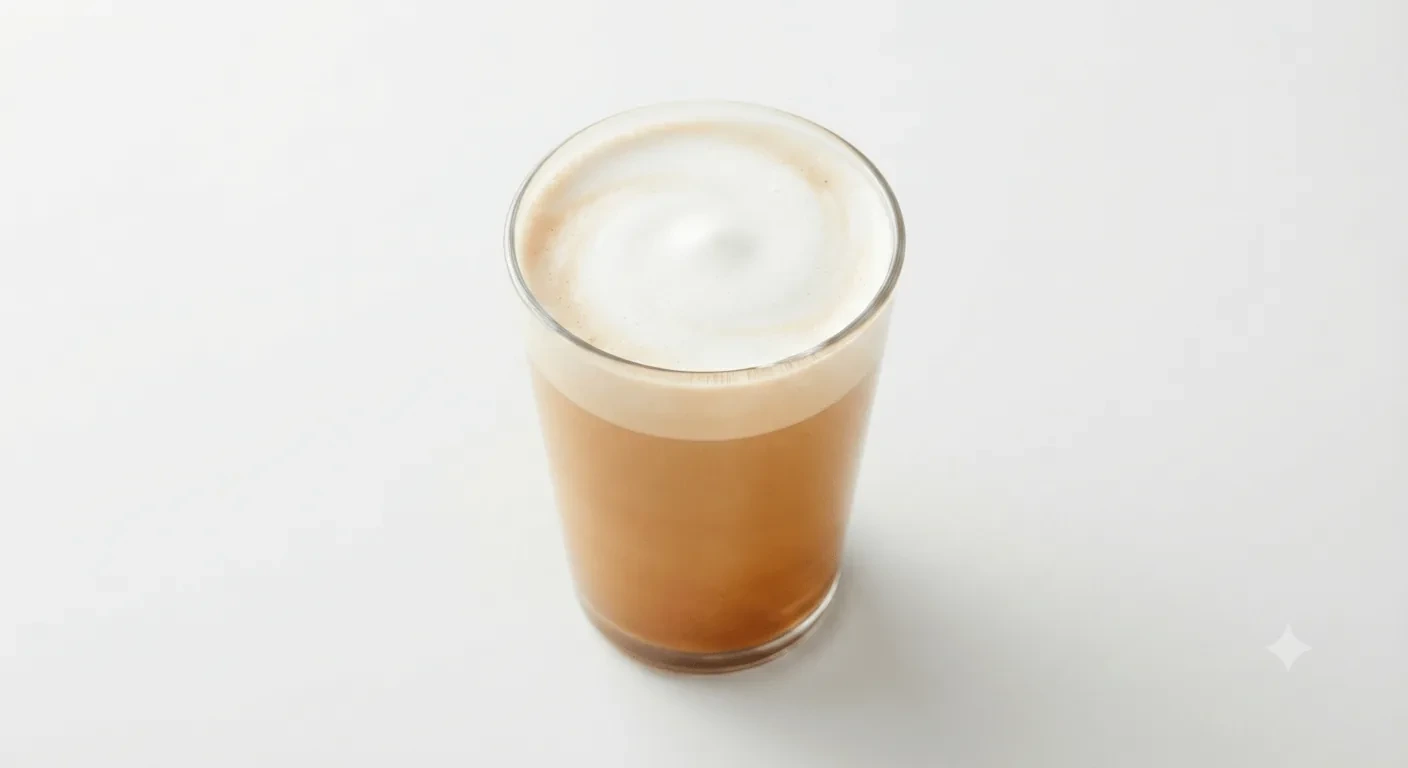 Caffè Nero Chai Latte (Almond Milk), chai latte with milk foam in a glass, nutrition and calories