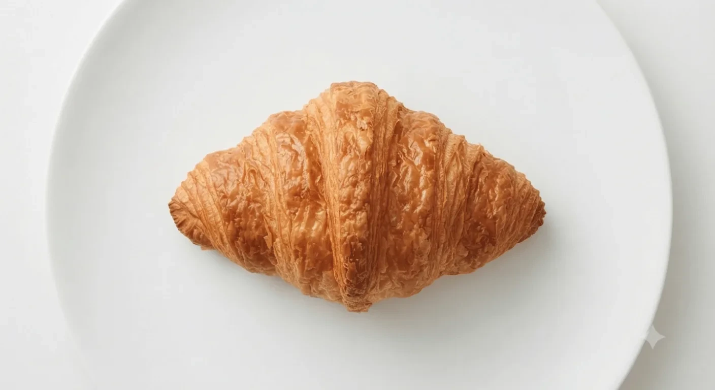 Caffè Nero Butter Croissant, golden butter croissant on a white plate, nutrition and calories